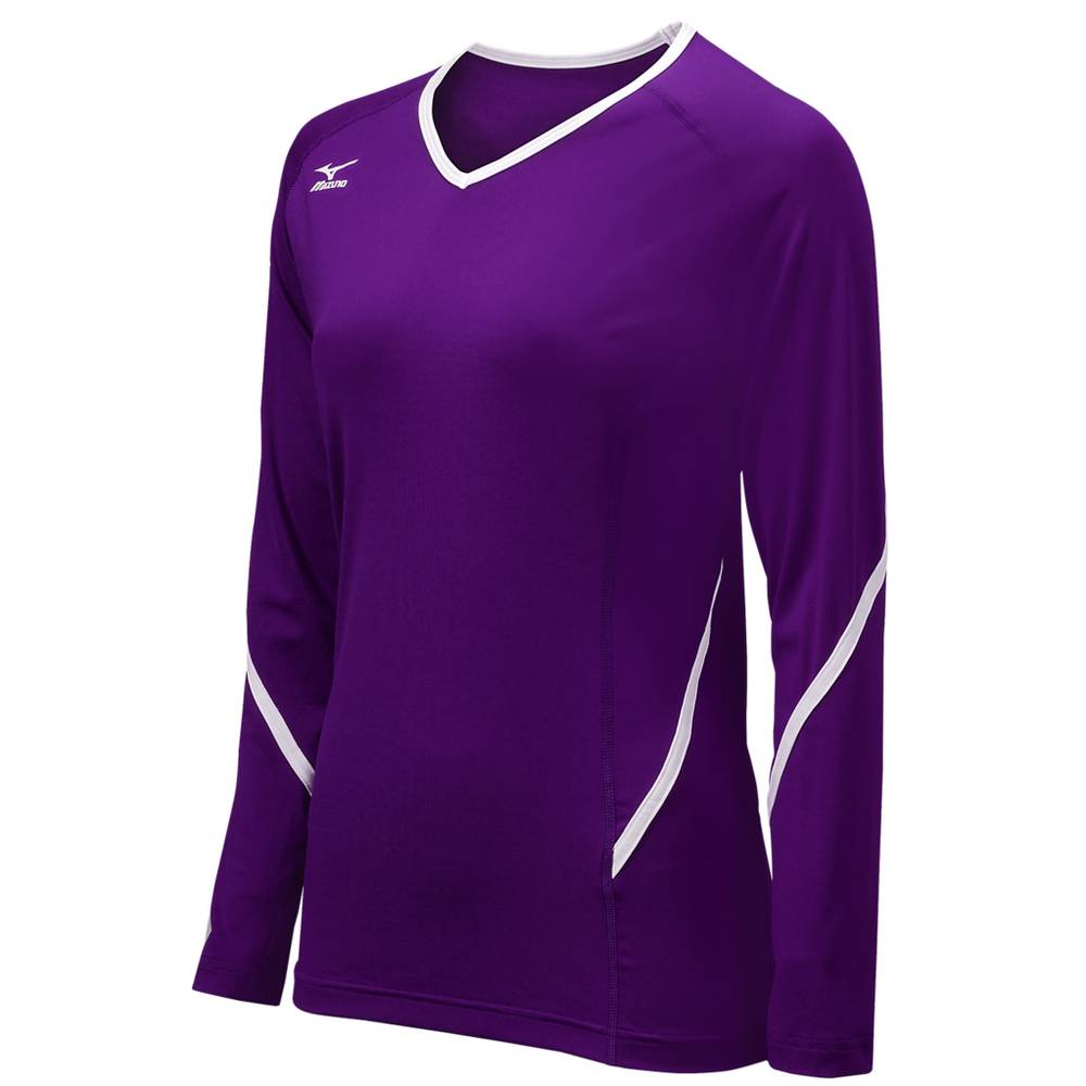 Maglia Mizuno Pallavolo Techno Generation Long Sleeve Donna - Viola/Bianche - 82617-GALR